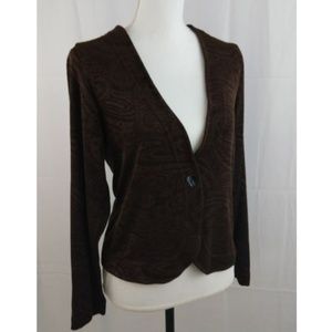 Brown Paisley Cardigan Travel Knit